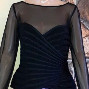 JS Collection TOP Black Shirring Satin Size  8